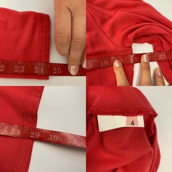Oblique Creations red Cutout shoulder Stretch long sleeve stretch Shirt top Sz 4 - Picture 9 of 11